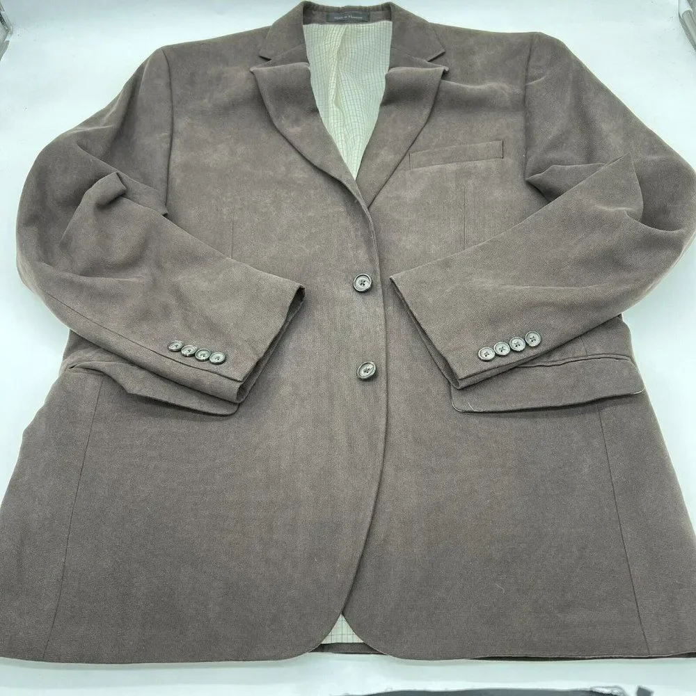 Ralph Lauren 2 Button Faux Suede Blazer Jacket 44R Men's Brown Sport Coat